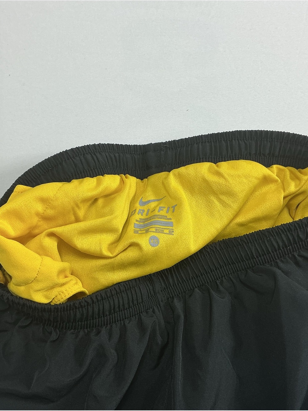Nike Black Athletic Shorts with Yellow Trim - Picture 3 of 5